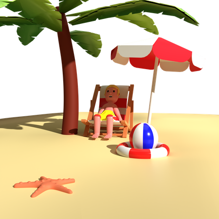 Man Enjoying Vacation  3D Icon