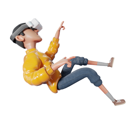 バーチャルリアリティを楽しむ男性  3D Illustration