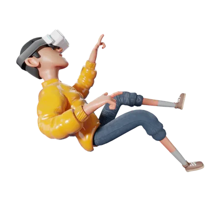 バーチャルリアリティを楽しむ男性  3D Illustration