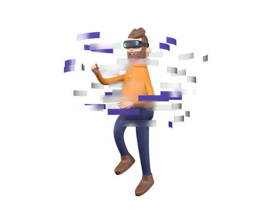 Man enjoying virtual reality 3D Illustration