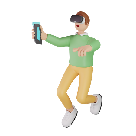 Man enjoying Virtual world  3D Icon