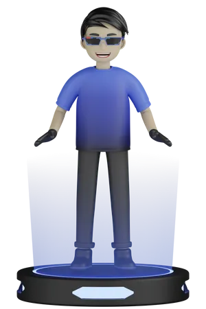 Man Enjoying Virtual World  3D Illustration