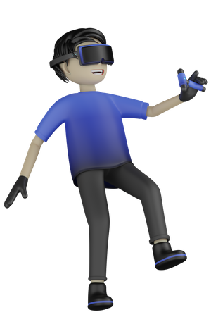 Man Enjoying Virtual World  3D Illustration