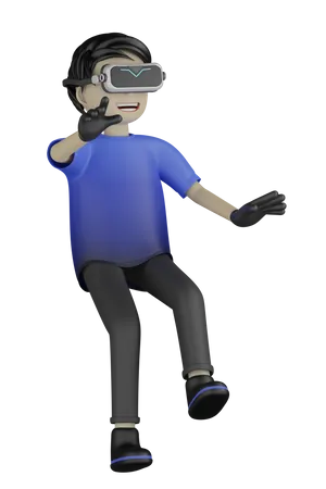 Man Enjoying Virtual World  3D Illustration