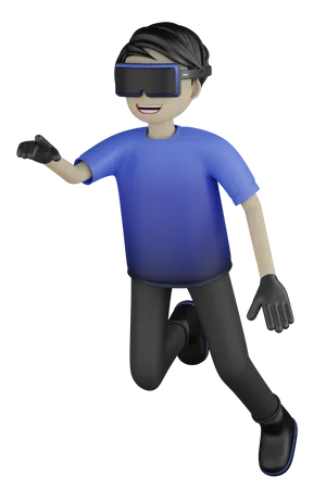 Man Playing VR Wearing Eye Glasses 3D Illustration
