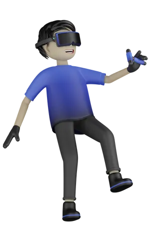 Man Enjoying Virtual World  3D Illustration