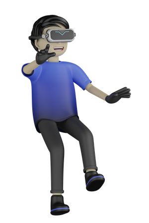 Man Enjoying Virtual World  3D Illustration