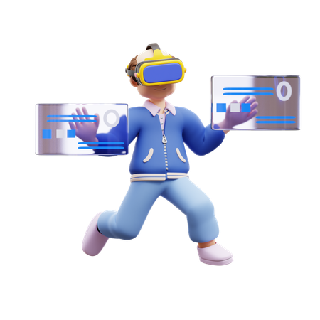 Man Enjoys Vr Technology  3D Illustration