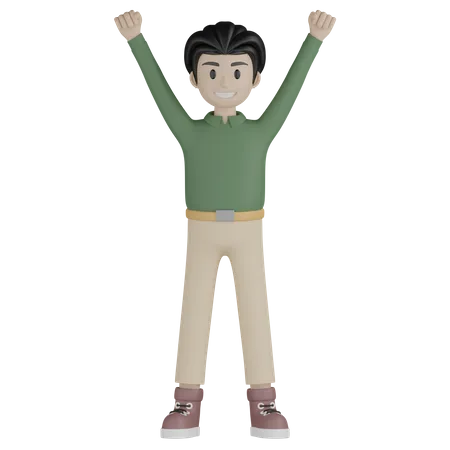 Man excited and  doing winner gesture  3D Illustration