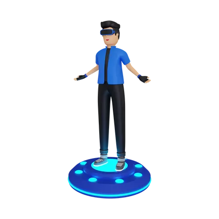 Man experience virtual world  3D Illustration