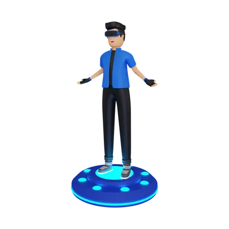 Man experience virtual world 3D Illustration