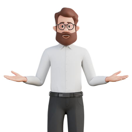 Man explaining pose  3D Illustration