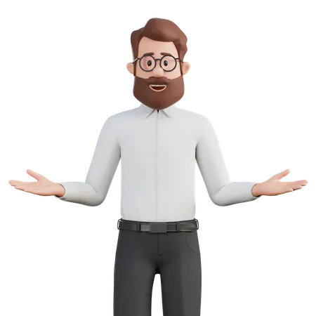 Man explaining pose  3D Illustration
