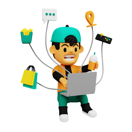 Man exploring internet  3D Icon