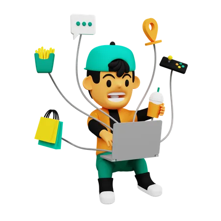 Man exploring internet  3D Illustration