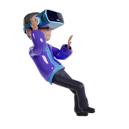 Man Exploring Virtual World  3D Icon