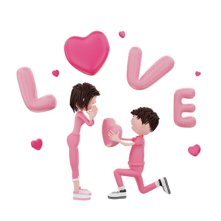 Man expressing her love to his girlfriend  3D Icon