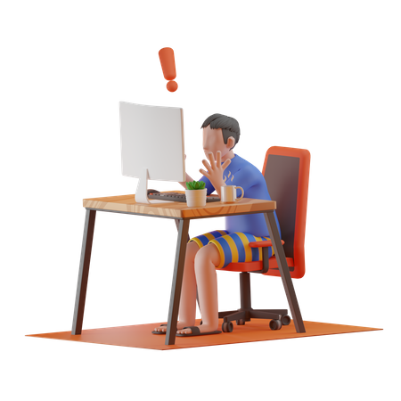 Man facing error while working from home  3D Icon