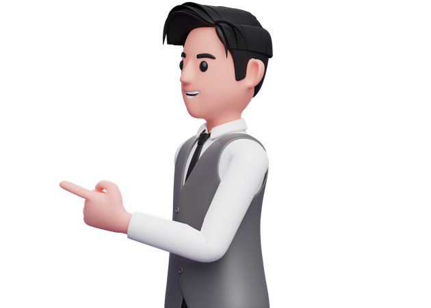 Man facing side and pointing 3D Illustration