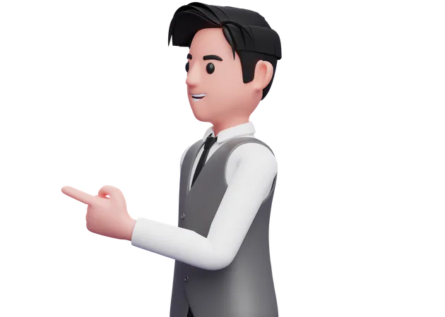 Man facing side and pointing 3D Illustration