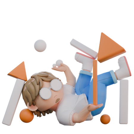 Man Fall When Things Go Wrong  3D Illustration