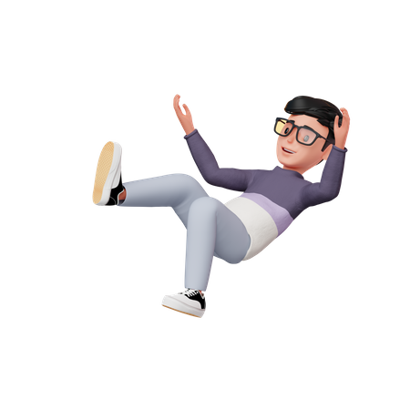 Man Falling Down On Floor 3D Illustration