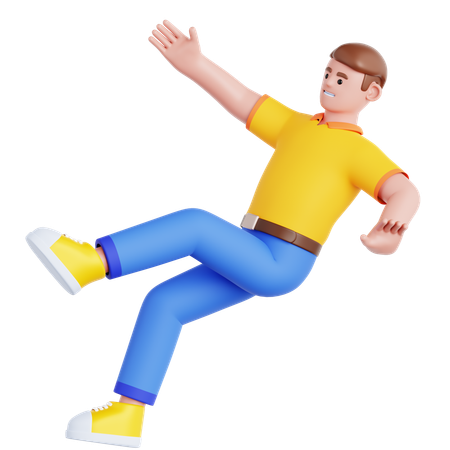 Man Falling on Slippery Floor  3D Illustration