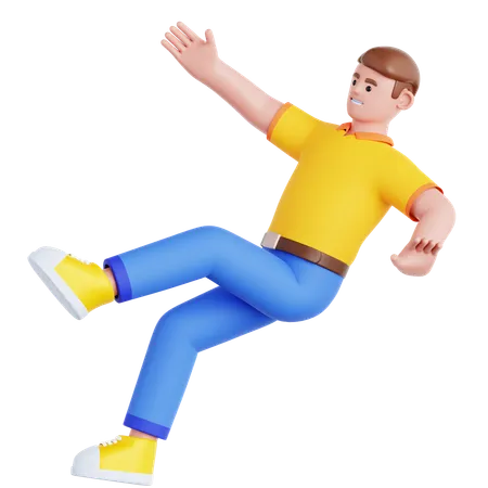 Man Falling on Slippery Floor  3D Illustration