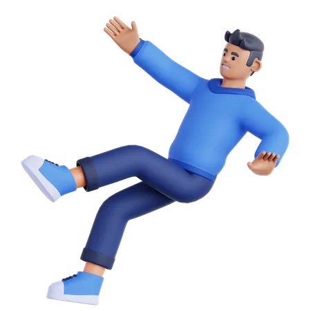 Man Falling on Slippery Floor  3D Illustration