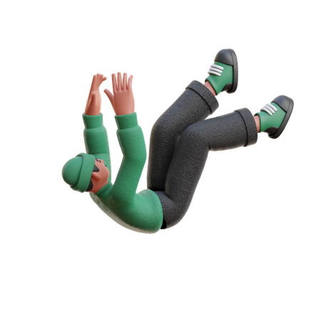 Man Falling Pose  3D Illustration