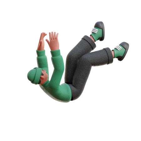 Man Falling Pose  3D Illustration