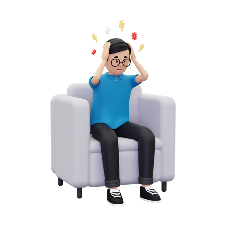 Man feeling anxiety 3D Illustration