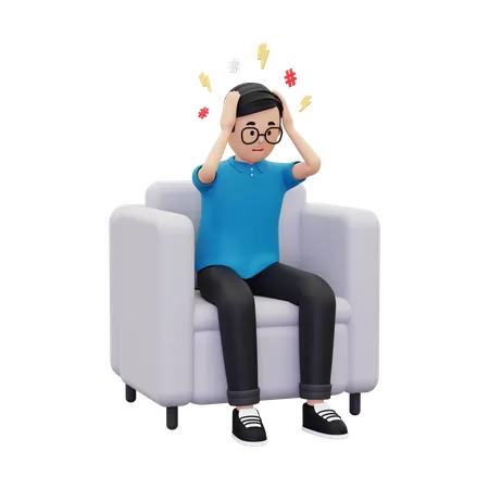 Man feeling anxiety  3D Illustration