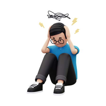 Man feeling depressed  3D Illustration