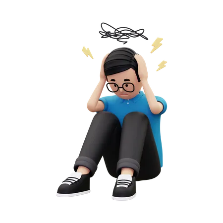 Man feeling depressed  3D Illustration