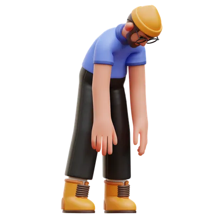 Man Feeling Tired  3D Illustration