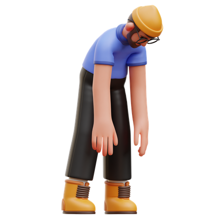 Man Feeling Tired  3D Illustration