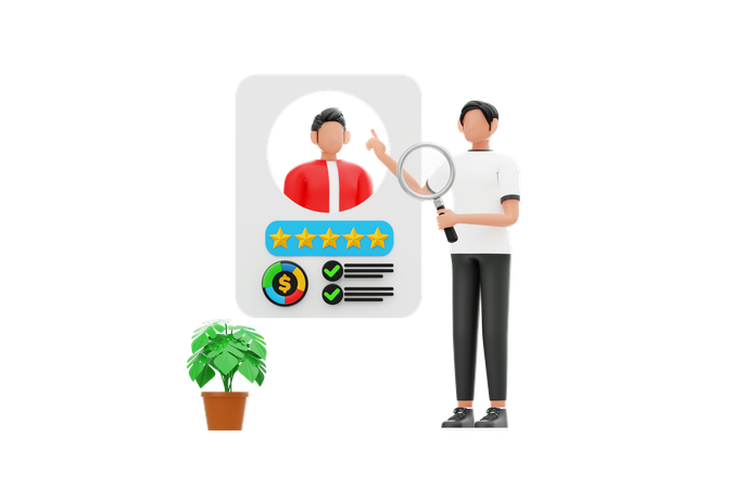 Man Find Employee Resource  3D Illustration
