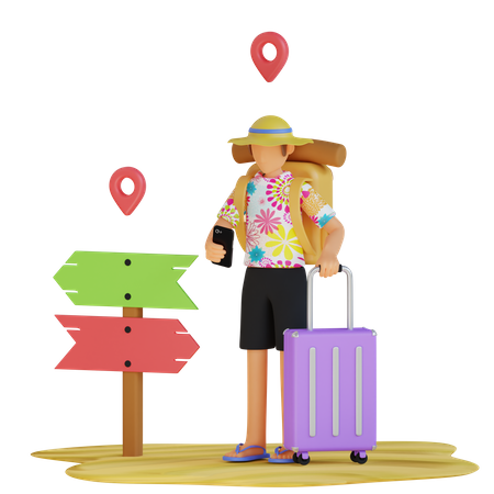 Man Find Location  3D Illustration