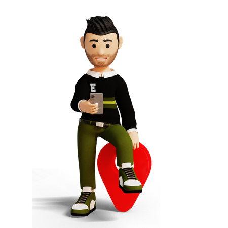 Man finding location on mobile  3D Illustration