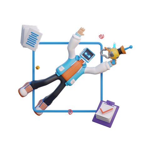 Man Floating  3D Illustration