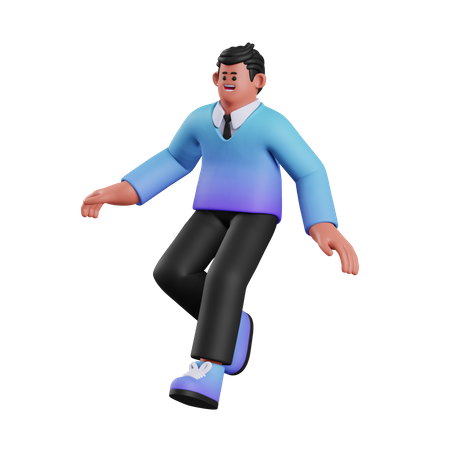 Man Floating In Air  3D Illustration