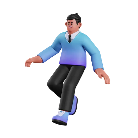 Man Floating In Air  3D Illustration