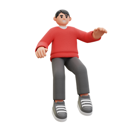 Man floating in air 3D Icon