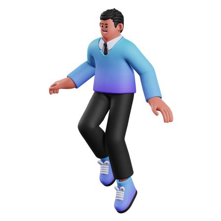 Man Floating Jump 3D Illustration