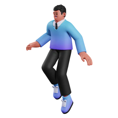 Man Floating Jump 3D Illustration