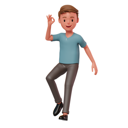 Man Floating With A Ok Hand Gesture  3D Icon