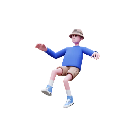 Man Flying In Air  3D Illustration