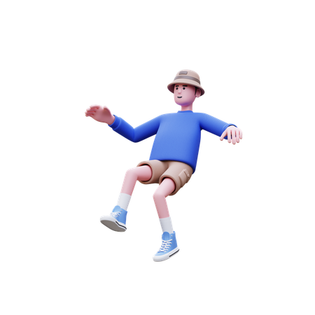 Man Flying In Air  3D Illustration