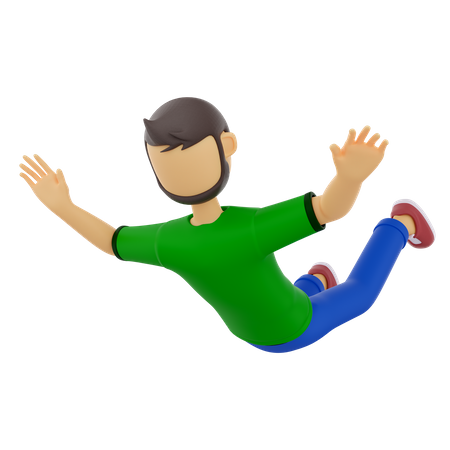 Man Flying In Air  3D Illustration